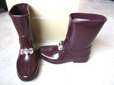NUEVO MICHAEL Michael Kors Leslie Botas de Lluvia Ciruela Talla 8 $150 Foto 1 de 4