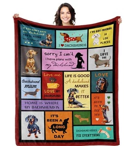 Dachshund Gifts Blanket 50"X60" Weiner Dog Decor Throw for Dog Lovers - Picture 1 of 7