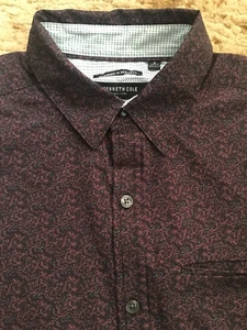Kenneth Cole Long Sleeve Button Shirt Mens Size Small Slim Fit Brown Print NWT - Picture 1 of 6