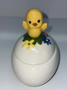 Baby Küken auf Ei Schmuckschatulle Blumen handbemalt Ostern Vintage bezaubernd! G10 - Bild 1 von 15