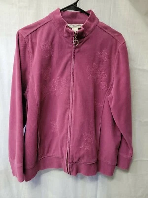 Allison Daley Petite Purple Full Zip Embroidered Floral Jacket Size PM Pockets - Image 1 of 4