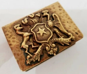 Estuche de Colección LATÓN Match Box CUBIERTA ESCUDO DE ARMAS CHILENO / 3D / 2 X 1 1/2 - Imagen 1 de 6