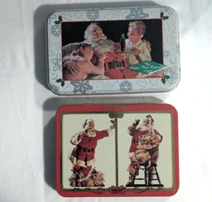 Coca Cola Playing Cards in Christmas Themed Tin 1999 & 1994 4 Decks 2 Tins - Picture 1 of 14