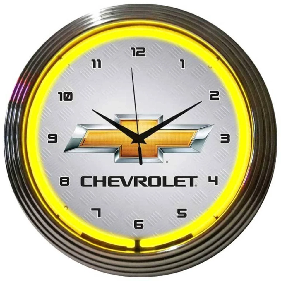 GM Chevrolet Yellow Neon Clock 15"x15" - Image 1 of 1