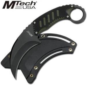 MTECH Black Green G10 Neck Knife 7.5-Inch Karambit Fixed Blade with Hard Sheath - Picture 1 of 3