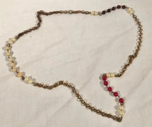 VINTAGE 38" BRASS & BEAD HIPPIE BOHO FLAPPER NECKLACE - Picture 1 of 4