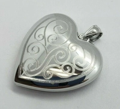 Medallón de corazón de plata esterlina de 1 pulgada colgante con dije de 4 imágenes sin cadena de 16"-24" Foto 1 de 4