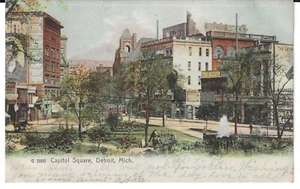 Capital Square, Detroit, Mich. on used 1906 postcard with Street Car in center - Picture 1 of 2