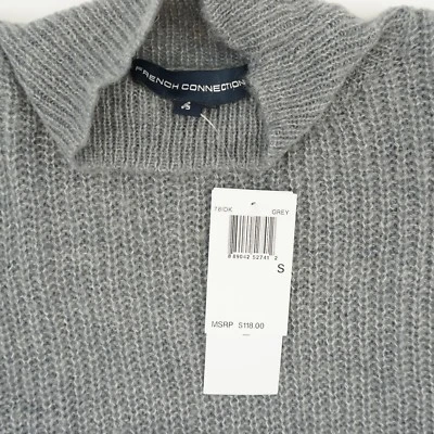 Suéter sem mangas French Connection feminino top crossback gola simulada cinza $118 - Imagem 1 de 4