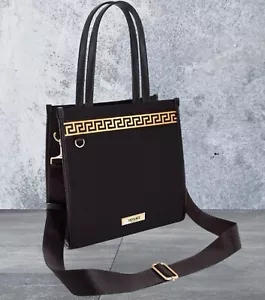 Versace Fragrances Canvas Bag Black Travel Purse Handbag Shoulder Tote New - Picture 1 of 13
