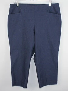 TIME AND TRU Damen Caprihose blau zum Überziehen Gr. L (12-14) Gummizug Stretch - Bild 1 von 6
