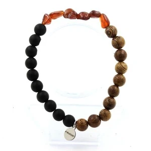 Armband Granat Spessartit Aus Mosambik + Perlen Schwarz Onyx Matt + Made IN - Bild 1 von 7