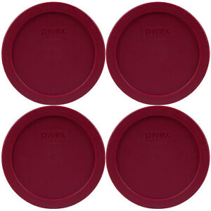Pyrex 7201-PC Sangria Red Plastic Food Storage Replacement Lid Cover (4-Pack)