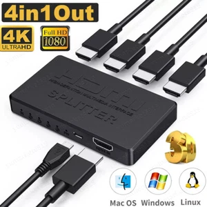 Splitter HDMI 1 en 4 salidas 4K UHD HD 1080P 4 puertos repetidor splitter amplificador 1x4 - Imagen 1 de 11