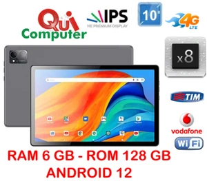 TABLET PC 10.4 POLLICI ANDROID 12 8 CORE RAM 6 ROM 128 GB 4G NETFLIX SKYGO - Foto 1 di 1