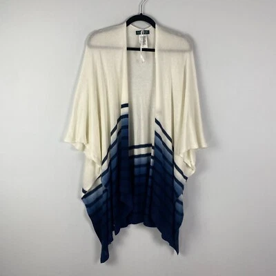 Poncho Lauren Ralph Lauren Mujer Talla Única Ruana Capa Chal Envoltura Azul Marfil Foto 1 de 4