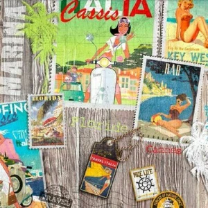 Portofino Italy Summer Retro Fabric Cotton Material Curtain Fashion 55'' wide - Picture 1 of 4