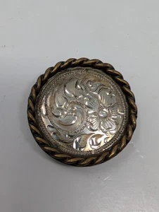 Western Equestrian Tack Antique Sterling Silver Rope Border 1 1/4" Concho - Picture 1 of 4