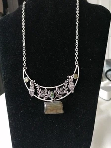 Handmade LABRADORITE & MYSTIC TOPAZ SILVER PLATE NECKLACE 22"ADJUSTABLE - Picture 1 of 6