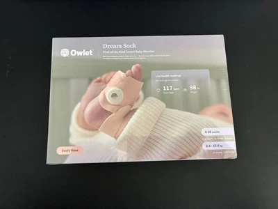 Owlet Dream Sock baby monitor frequenza cardiaca pulsossimetro Dusty Rose NUOVO IMBALLO ORIGINALE - Immagine 1 di 4