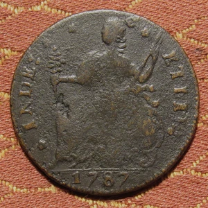 1787 CONNECTICUT COPPER ~ DRAPED BUST LEFT, DATE & LETTERING FULL & CLEAR - Picture 1 of 4