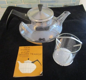 Tetera y cervecera vintage Mcm PYREX de vidrio e INOX 6 TAZAS #6406 *LEER - Imagen 1 de 9