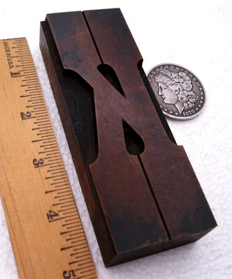 Vintage 5" Letterpress madera tipo UC K. ¡Maravillosa carta antigua! Foto 1 de 3