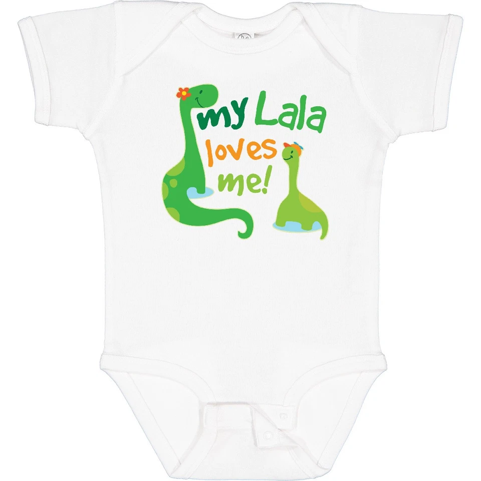 Inktastic My Lala Loves Me Grandson Dinosaur Baby Bodysuit Grandkids New Boy - Image 1 of 1