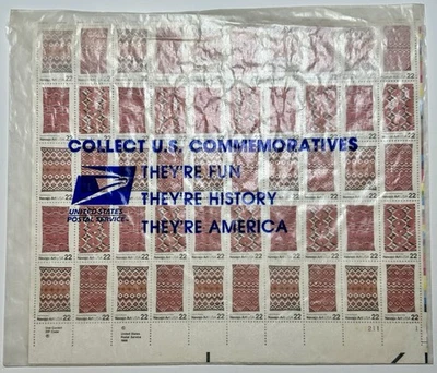 1986 Navajo Art 22¢ Full Sheet of 50 Stamps – Unused Vintage USPS Commemoratives - Image 1 of 4