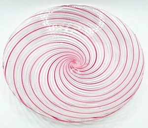 Vintage Murano Hand Blown Pink Spiral Swirl Glass Trinket/Candy Dish - Picture 1 of 7