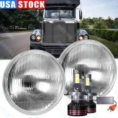 For Freightliner Coronado 2001-2016 7" INCH Round LED Headlights High Low Beam - Image 1 of 4