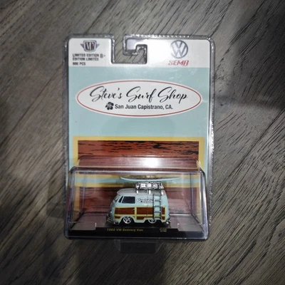 M2 Machines sema Steve’s Surf Shop 1960 VW Delivery Van 1/800 green htf - Image 1 of 4