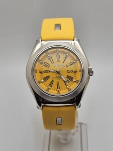 RELIANCE BY CROTON MENS QUARTZ DATE WATCH YELLOW RUBBER BAND WR30M RUNS - Picture 1 of 15
