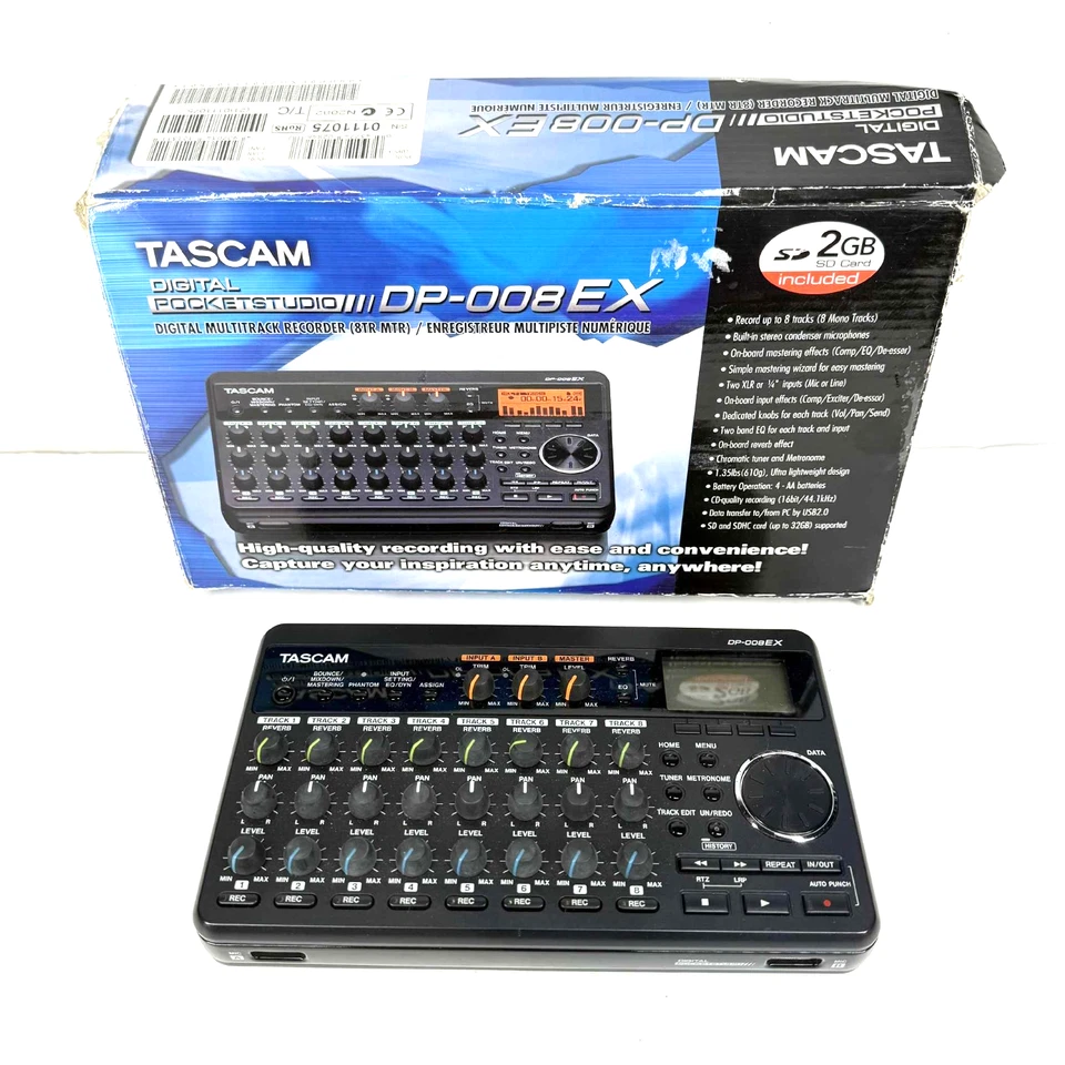 TASCAM DP-008EX Multi-Track Recorder DIGITAL POCKETSTUDIO 8-Track w/ Box - Image 1 of 4