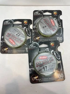3 Berkley NanoFil Uni-Filament Fishing Line 17 lb 2 lb 150 YD Hi-Vis Chartreuse - Picture 1 of 4