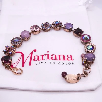 Mariana Purple Chunky Rose Gold Swarovski Rhinestone 7-8" Women's Bracelet  - Image 1 of 4