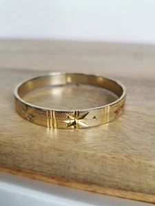 Brazalete grabado vintage chapado en oro de 18 quilates (R.G.P.18)/muñeca pequeña-mediana  - Imagen 1 de 7