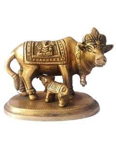 ™ Brass Decor Holy Cow Calf Statue Nandi Murti Kamadhenu Idol Religious Gifts... - Bild 1 von 8