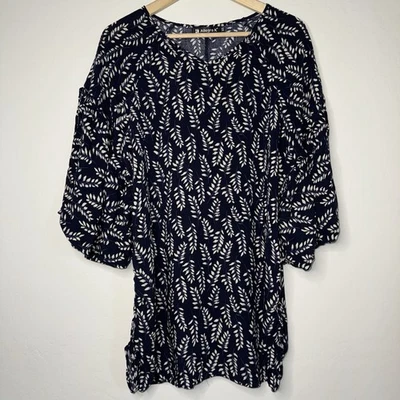 Allegra K Women's Floral Navy Blue Short Puff Sleeve Oversized Size XS - Image 1 of 4