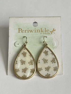 🆕 Pendientes lágrima tortuga periwinkle de Barlow - blanco y oro colgante  Foto 1 de 3
