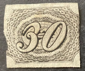 Brazil 1844 30 reis black stamp mint hinged with fault at side - Picture 1 of 2
