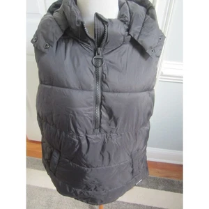 NEW DKNY SPORT BLACK PUFFER 1/2 ZIP  VEST,  ZIP SIDES & ZIP OFF HOOD WOMENS LG - Picture 1 of 5