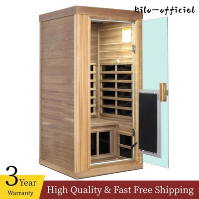 1350W Luxury Red Cedar Indoor Sauna Room 1 Person Far Infrared Sauna 440lbs - Image 1 of 4