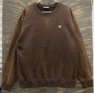Толстовка Champion подлинная с круглым вырезом коричневая мужская большая винтажная выцветающая краска - Изображение 1 из 4