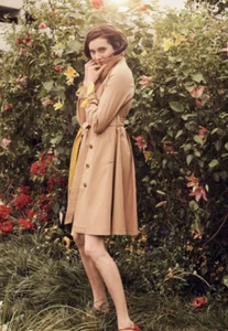 Modcloth Classic Imagination Trench Coat Khaki/Yellow Size M $149 NWT - Picture 1 of 7