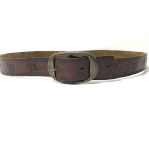 Herren Gürtel Braun 40 Leder Vintage Western Robust Geprägt Freizeit Blumen Männer - Bild 1 von 10