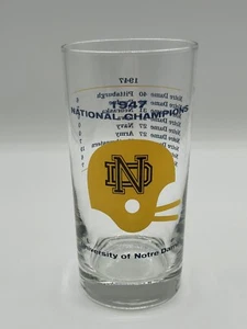 1947 NOTRE DAME Fighting Irish Football NATIONAL CHAMPIONS 12 oz Tumbler Glass - Picture 1 of 9