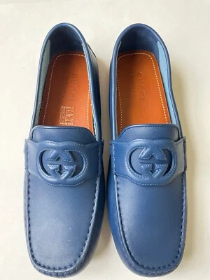 GUCCI Mens Blue Interlocking GG Driving Loafers 730148 UK 9, US 9.5 $750 — 第 1/4 张图片