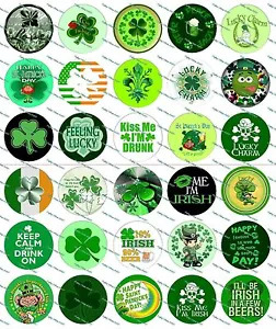 30 Precut 1" Saint Patrick's Day Bottle Cap Image Set 1 - Picture 1 of 1