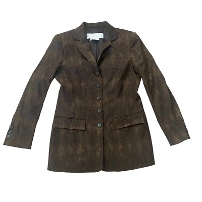 Escada Margaretha Ley Vintage Blazer Sz 40 Medium Brown Snakeskin - Image 1 of 4